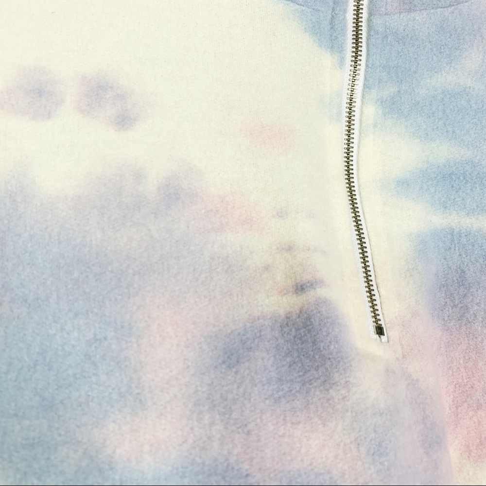 Lelis 1/2 Zip Plush Fleece Mock Neck Tie Dye Pullover Top Pink Blue Size S - Picture 3 of 8